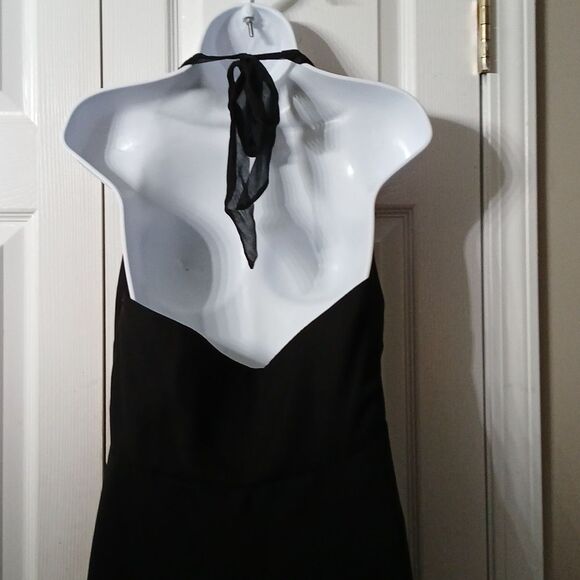 Signature by Robbie Bee black copper sequins 100% silk halter dress Sz 14W EUC - Picture 7 of 8